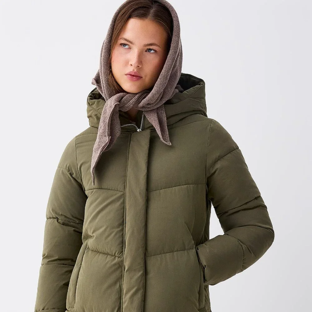 Olive Green Long Cut Puffer Winter Jacket NEW WITH TAG (69% Off Retail Price) - Picture 3 of 6
